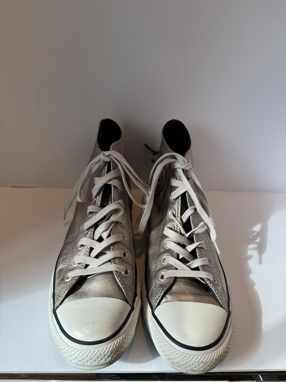 Converse Chuck Taylor All Star Metallic Silver Tri-Zip High Tops Size 10